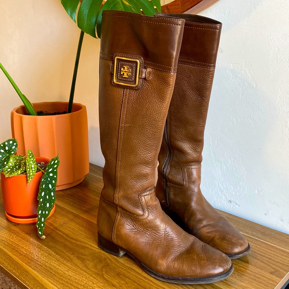 Tory Burch brown leather boots, size 9M